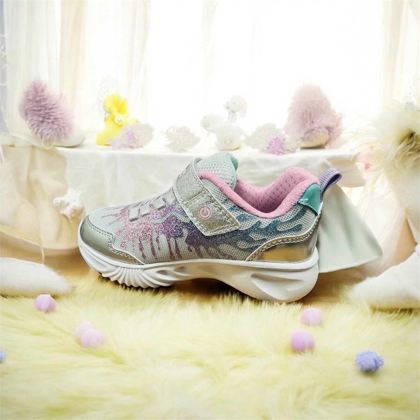 GEOX J ASSISTER Blinkende Schuhe für Kinder in Silber/Rosa Herstellernummer: J45E9COASKN C0566 ( Letzte Stück ) - Lieber Deem Billiger Shop