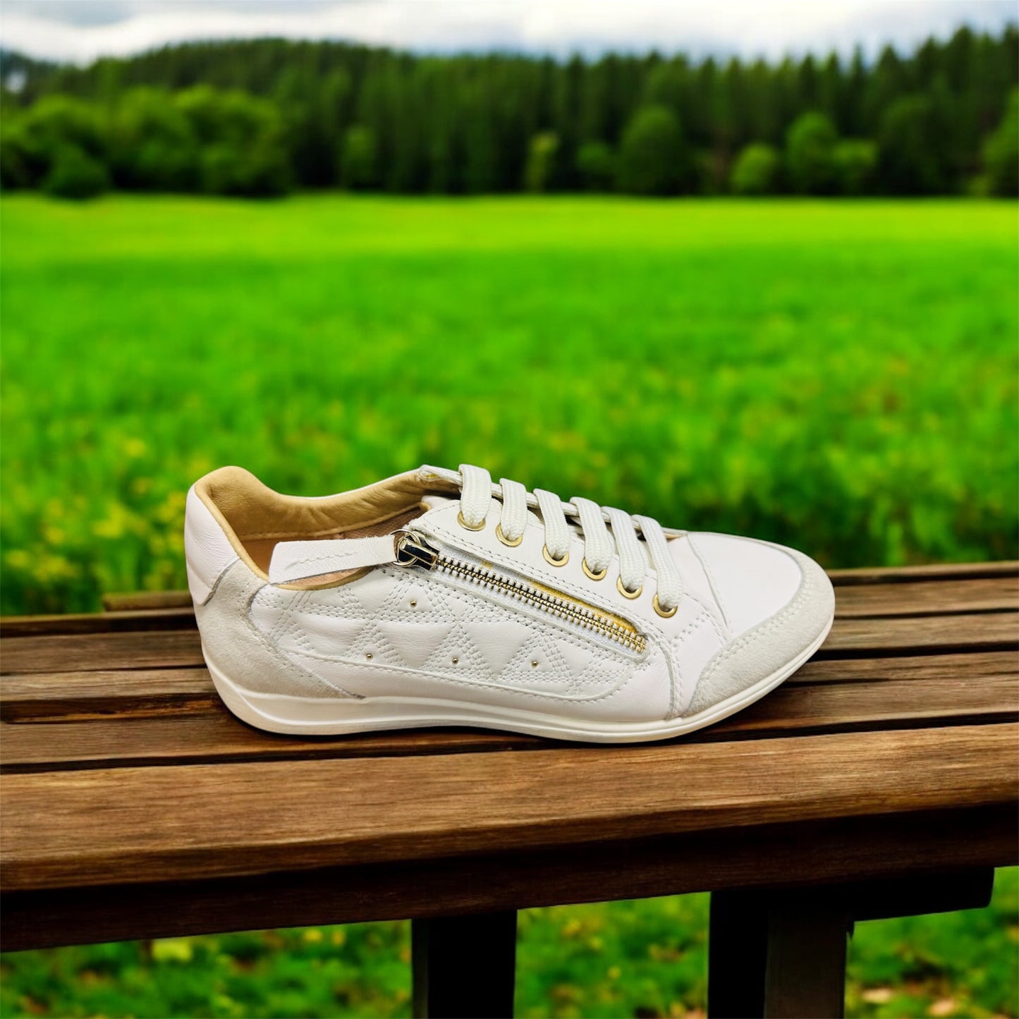 Geox Respira Damen Sneaker in Weiß D MYRIA C - NAPPA+ SUEDE Herstellernummer: D0268C 08522 C1352( Letzte Stück ) - Lieber Deem Billiger Shop