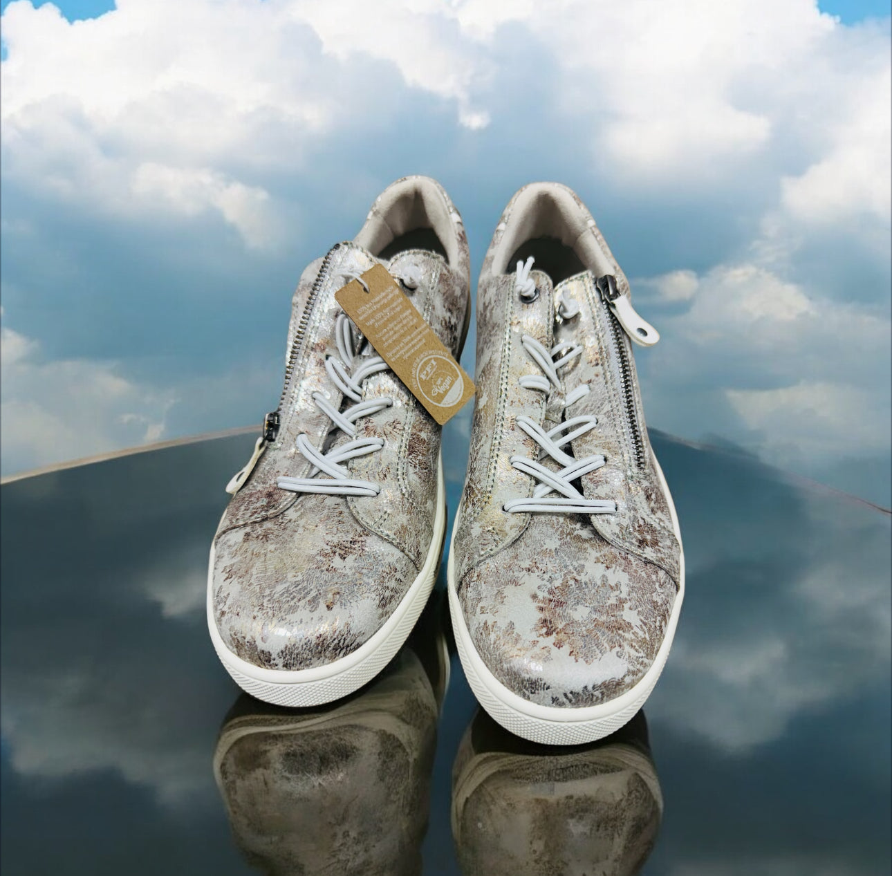 Jana Vegan Damensneaker in Grau / Blumen Herstellernummer: M2366041 ( Letzte Stück ) - Lieber Deem  Billiger Shop
