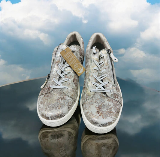 Jana Vegan Damensneaker in Grau / Blumen Herstellernummer: M2366041 ( Letzte Stück ) - Lieber Deem  Billiger Shop
