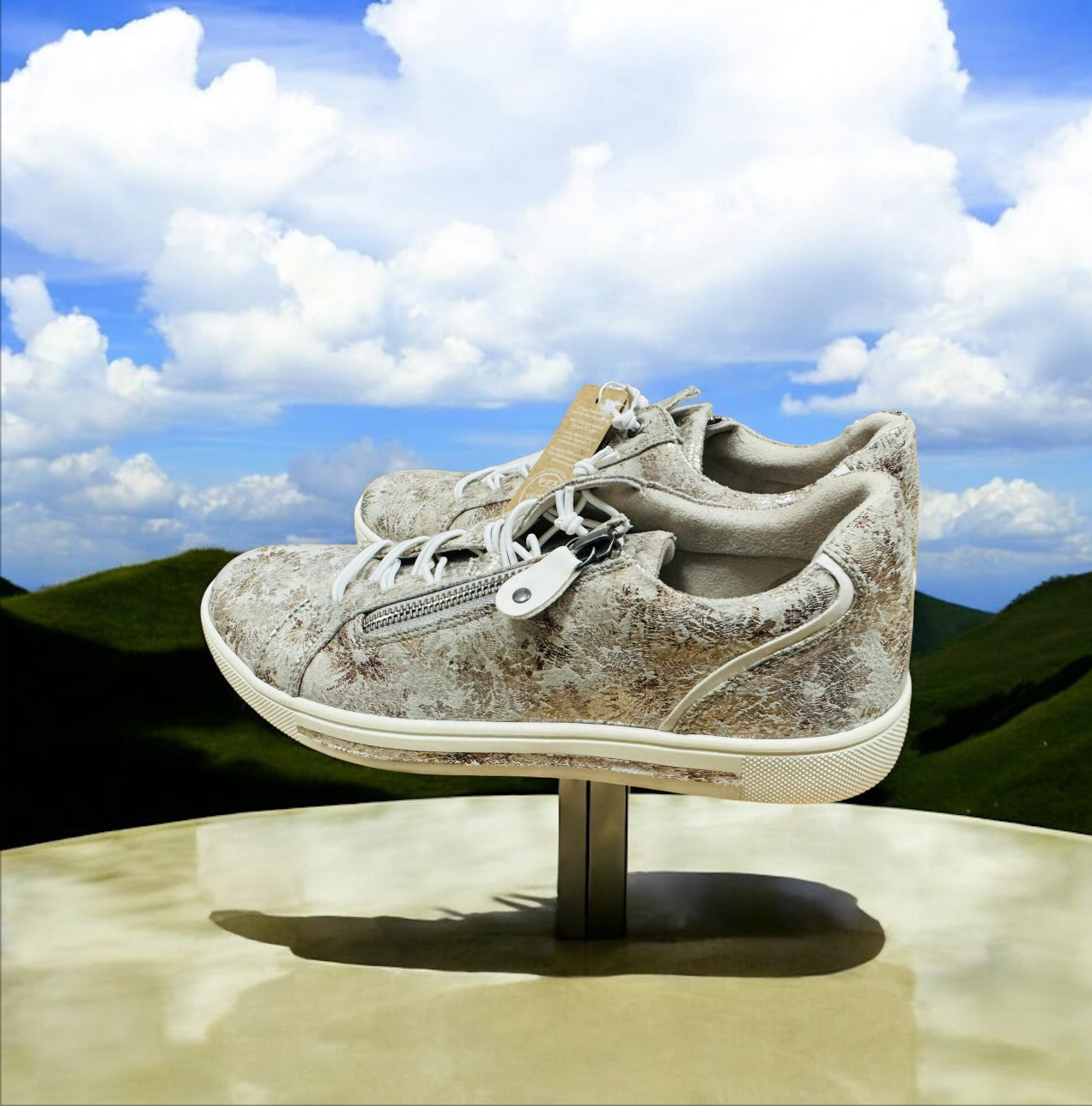 Jana Vegan Damensneaker in Grau / Blumen Herstellernummer: M2366041 ( Letzte Stück ) - Lieber Deem  Billiger Shop