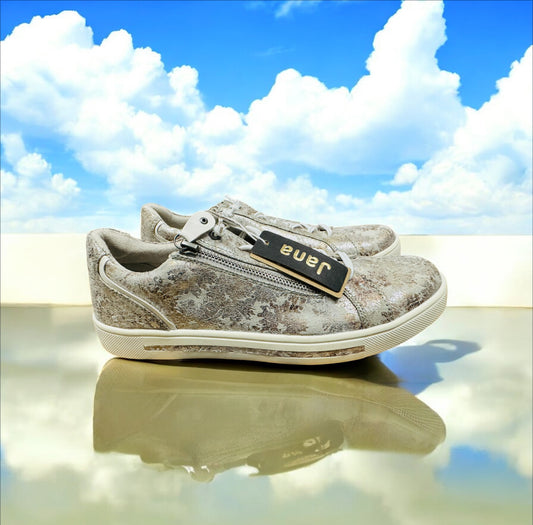 Jana Vegan Damensneaker in Grau / Blumen Herstellernummer: M2366041 ( Letzte Stück ) - Lieber Deem  Billiger Shop
